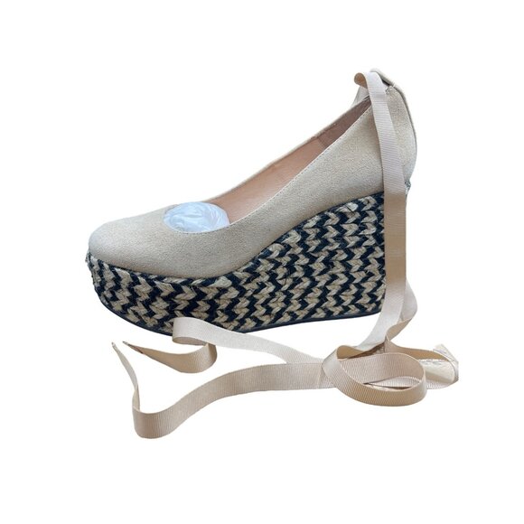 Free People Shoes - NIB Free People CHARADE Women's Beige Espadrille Wedge Shoes Suede Camel Size 39